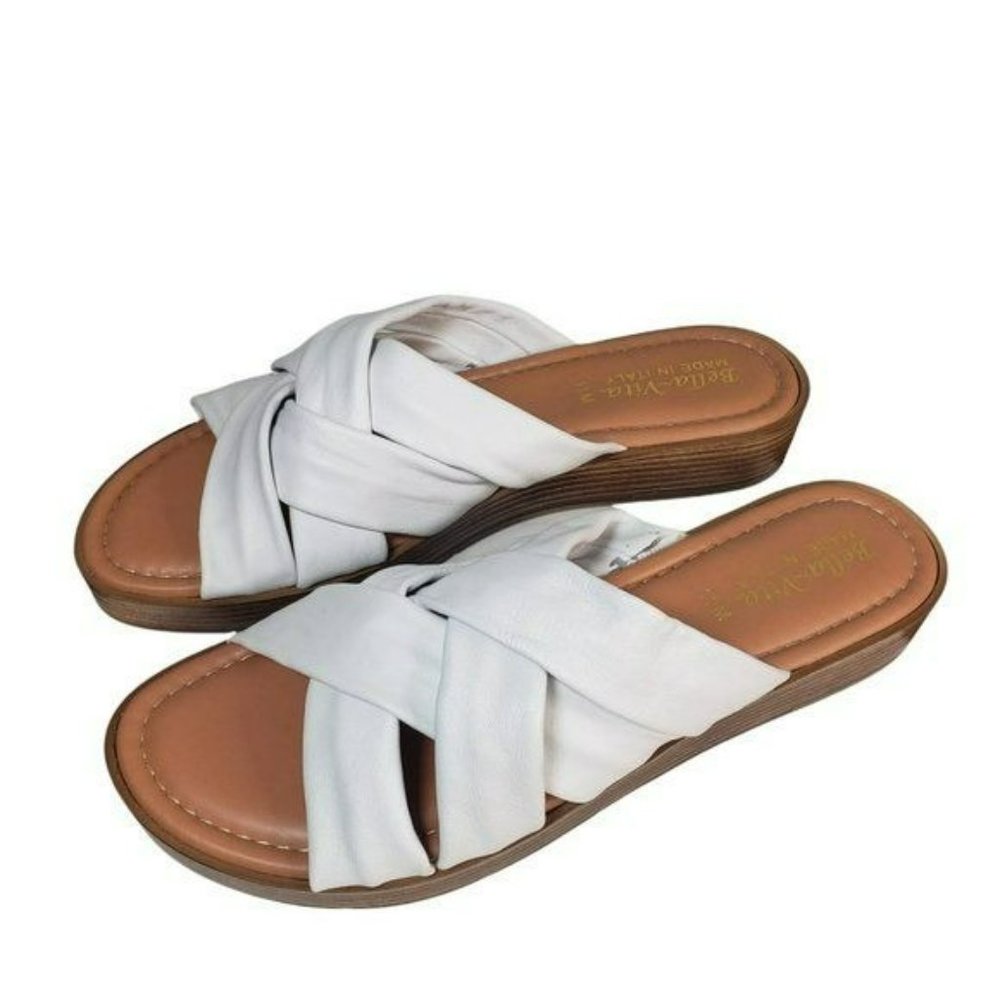 Bella Vita Tor-Italy White Open Toe Slide Sandals Sz 11M